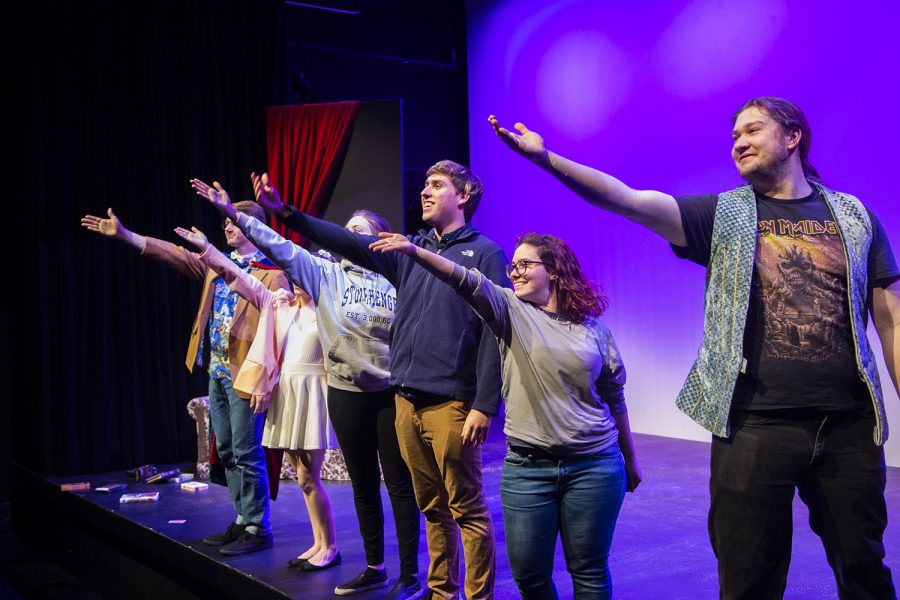 The cast gestures to the rest of the crew at the dress rehearsal for Magic! The Play in the Theater Building on Wednesday, February 19, 2020.