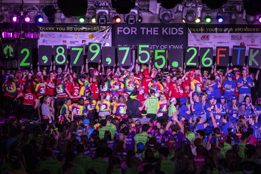 The final total is shown during  Dance Marathon 26 in the IMU on Feb. 8.