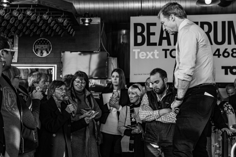 Businessman and democratic presidential candidate Tom Steyer speaks during a campaign rally at Backpocket Brewery in Coralville on Sunday, Feb. 2, 2020. The Iowa Caucuses will be held on Feb. 3.