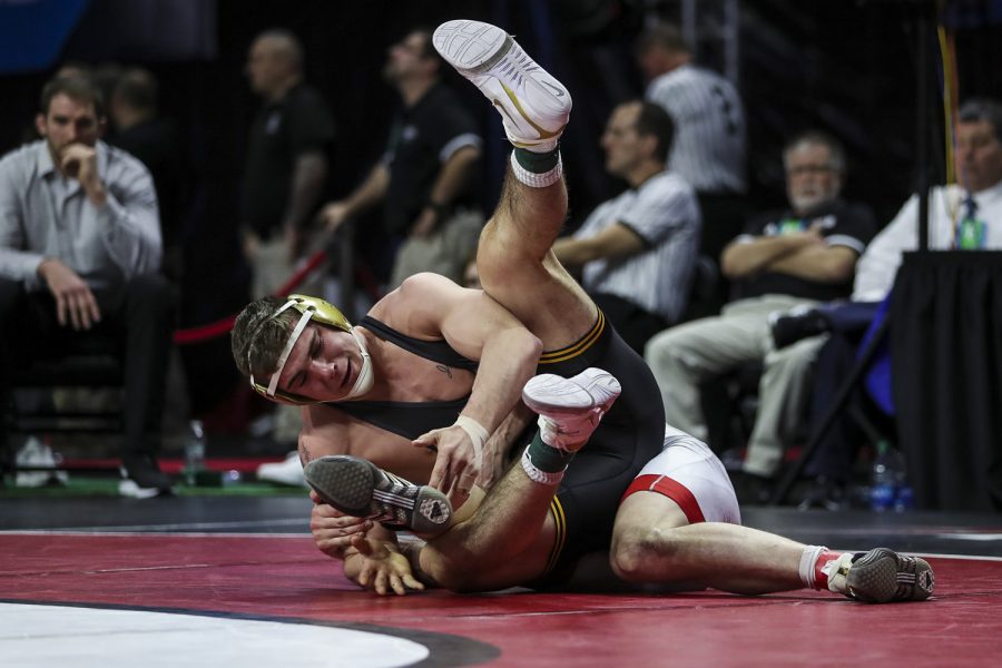 Iowas+184-pound+Abe+Assad+grapples+with+Nebraskas++Taylor+Venz+during+the+final+session+of+the+Big+Ten+Wrestling+Tournament+in+Piscataway%2C+NJ+on+Sunday%2C+March+8%2C+2020.+Venz+won+by+decision+6-4.+Assad+finished+in+third+place+in+the+184-pound+bracket%2C+and+Iowa+won+the+team+title+with+157.5+points.+