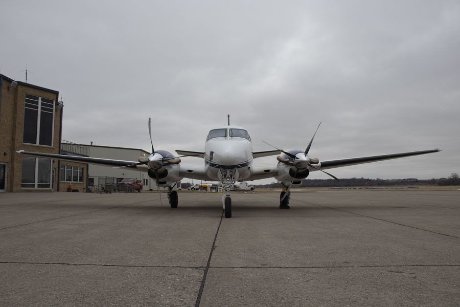 An airplane is seen at the Iowa City Municipal Airport on Monday, March 2, 2020. Around 90 different aircraft, for both private and business use, are housed at the airfield. (Hannah Kinson/The Daily Iowan)