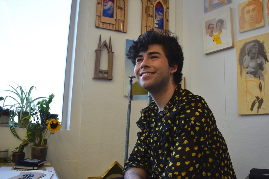 David Petersen poses for a portrait at the Visual Arts Building on Sunday, March 6, 2020. Peterson is working toward his Master of Fine Arts in painting.