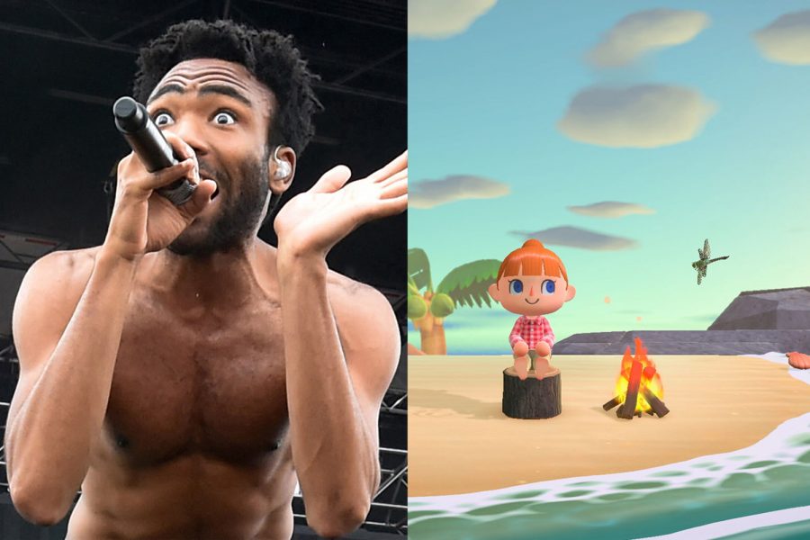 (Left) Childish Gambino performs before the 140th running of the Preakness Stakes on Saturday, May 16, 2015. (Kenneth K. Lam/Baltimore Sun/TNS) (Right) Animal Crossing: New Horizons The outside world is full of wonder. (Nintendo)