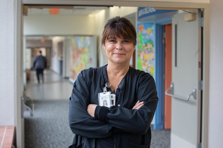 Nurse manager and paramedic Kim Lopez poses for a photo in Mercy on Wednesday, April 15, 2020. 