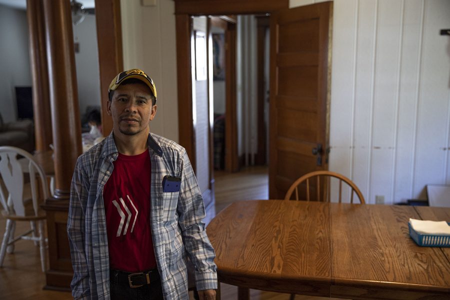 Jacinto Rivera Ramirez poses for a portrait in the dining room of the Catholic Worker House on Saturday, April 18 in Iowa City, Iowa.