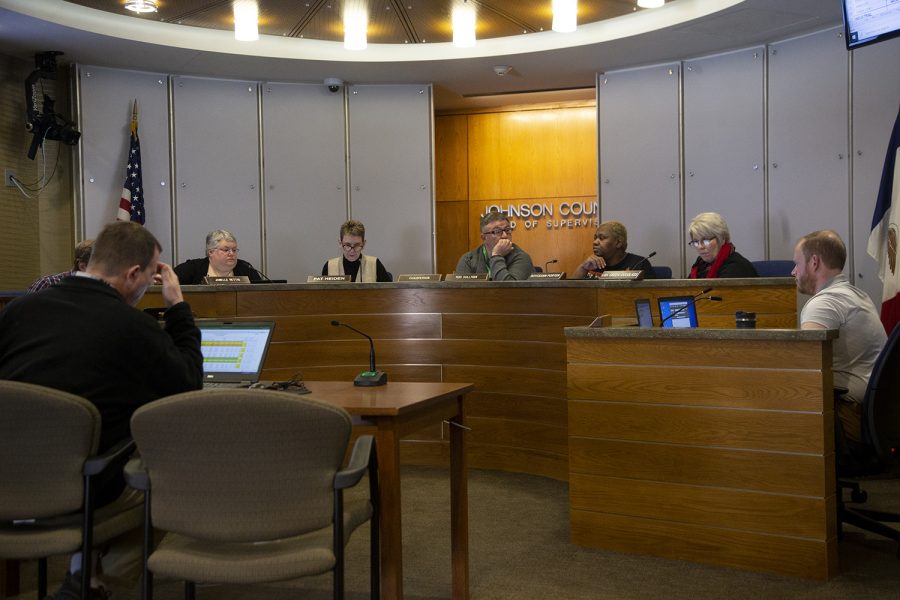 The Johnson County Board of Supervisors meets on Tuesday, Jan. 21, 2020. The Supervisors discussed budget items for the year. 