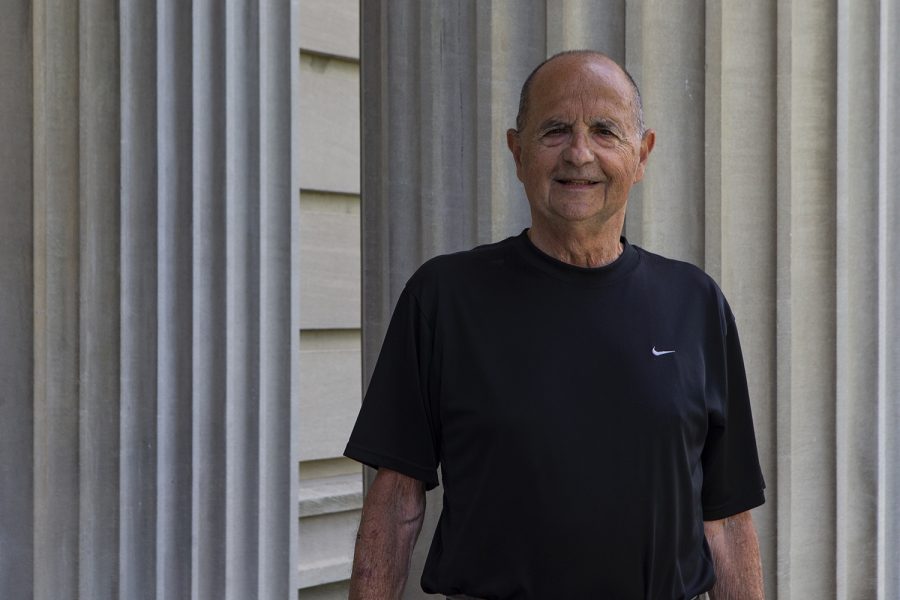 Dr. Jay Holstein poses for a portrait outside Macbride Hall on Wednesday, June 17, 2020. the J.J. Mallon Teaching Chair in Judaic Studies has taught at the University of Iowan since 1970.