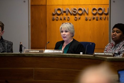 Johnson County Board of Supervisor Chairwoman Lisa Green-Douglass votes on the second reading of the Unified Development Ordinance at the Johnson County Treasurer office on Thursday December 12, 2019. 