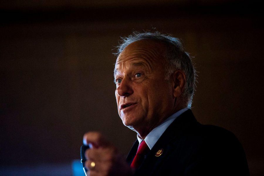 U.S. Rep. Steve King, R-Kiron, speaks to the Westside Conservative Club on Wednesday, Aug. 14, 2019, at The Machine Shed in Urbandale, Iowa.