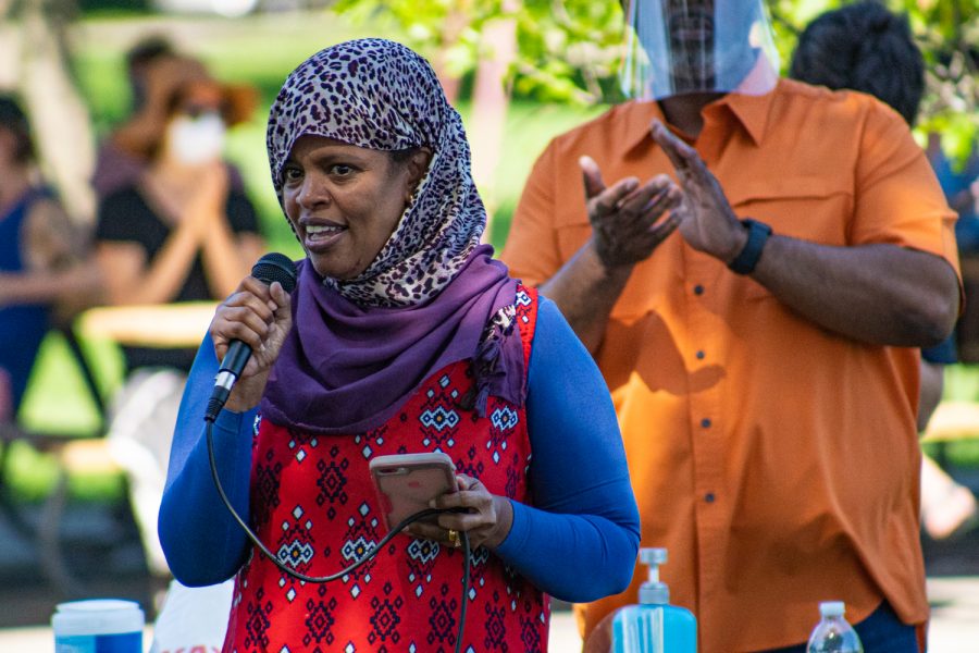 Iowa City Mayor Pro Tem Mazahir Salih speaks during the final session of the “Speak Up, Speak Out” series at Mercer Park on Saturday, June 6, 2020. Mayor Bruce Teague invited community members to voice their thoughts and frustrations.