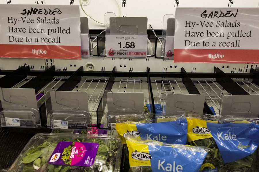 Empty produce shelf, after recall of Hy-Vee salads.As seen on Wednesday July 1,2020 