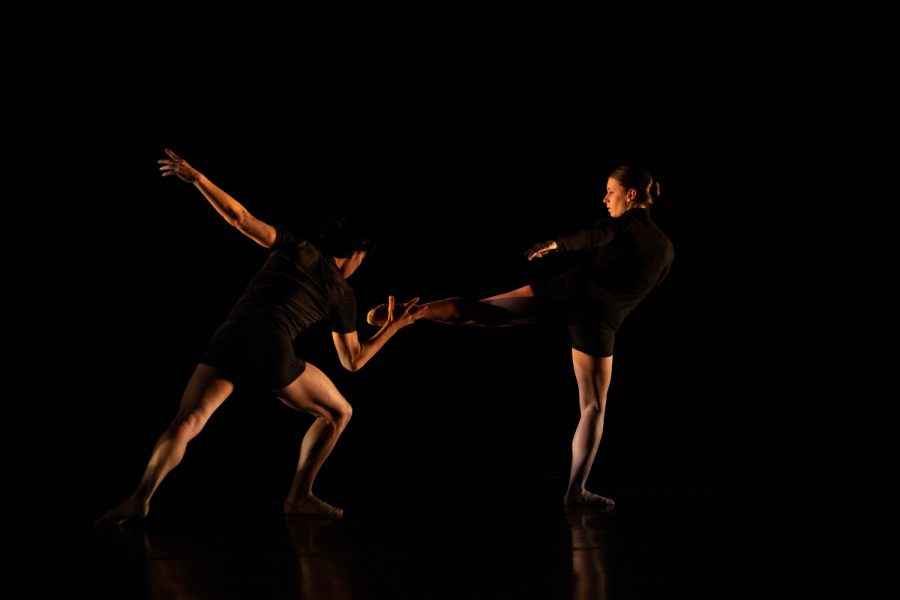 Dancers run through their routine during a dress rehersal for the Graduate/Undergraduate Dance Concert at Space Place Theater in North Hall on Tuesday, Deec. 10, 2019. The event featured multiple performances from dance students at the University of Iowa.