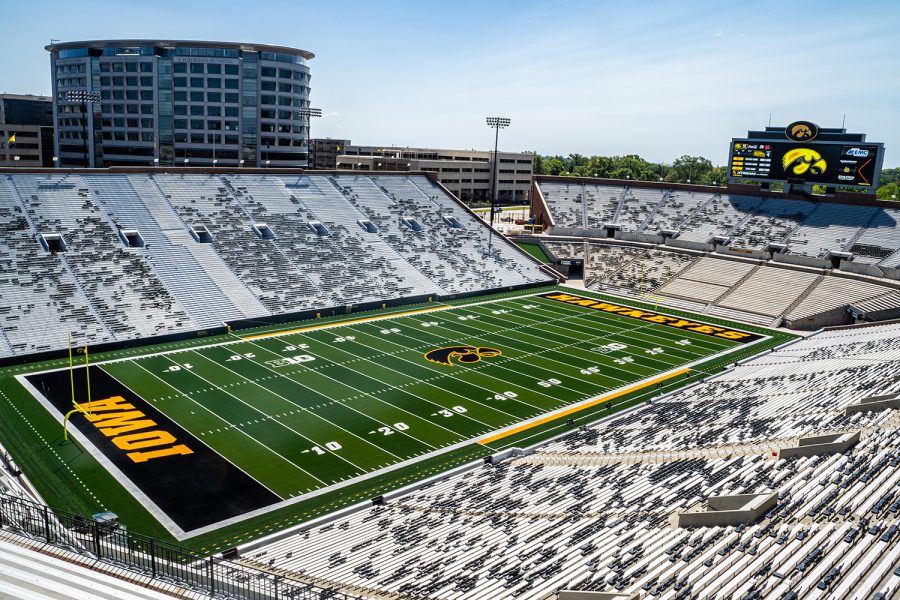 Kinnick+Stadium+is+seen+fom+the+north+end+zone+at+Iowa+Football+Media+Day+on+Friday%2C+August+9%2C+2019.+