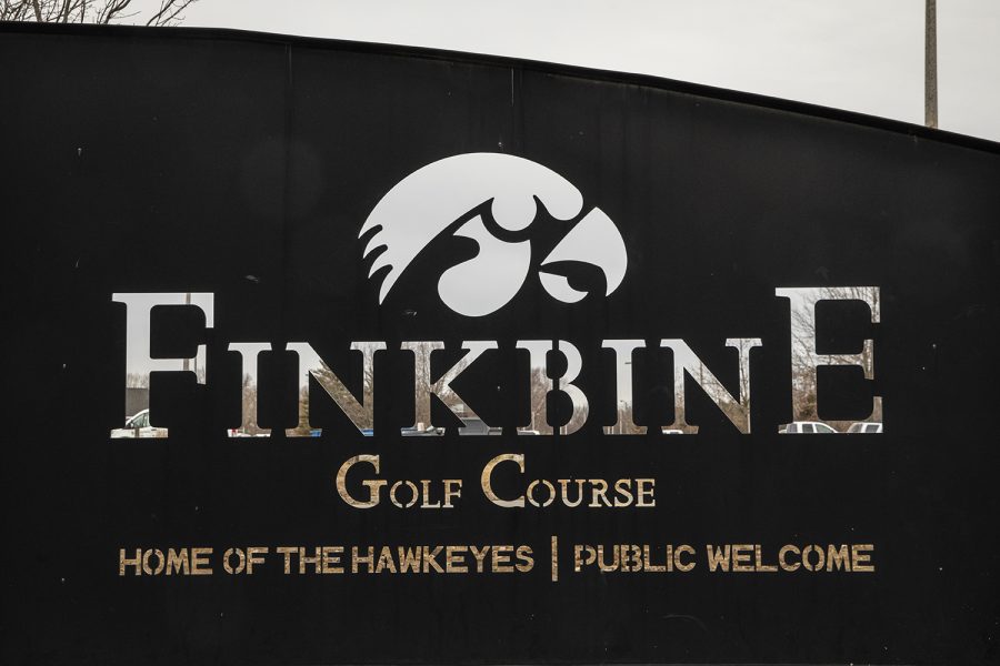 The main entrance sign is seen at Finkbine Golf Course on Feb. 24, 2020. 