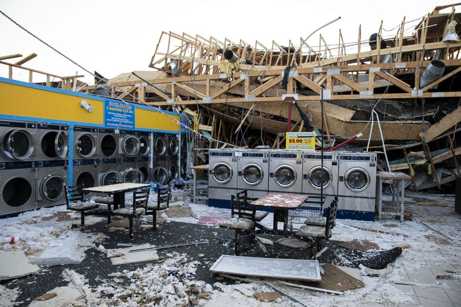 The inside of what is left of the laundromat, as seen on Friday, Aug. 14, 2020.