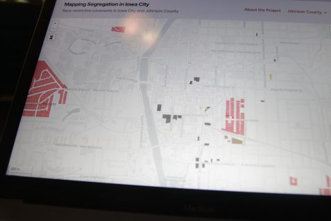 A map depicting housing segregation in Iowa City is seen on Wednesday, Aug. 26, 2020.
