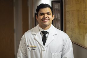 Pictured on Aug. 31, 2020 is Dr. Edward Rojas inside the Orthopedics and Rehabilitation Center at the University of Iowa. UIHC is carrying out research on how chatbots can minimize opioid usage for patients after surgeries.