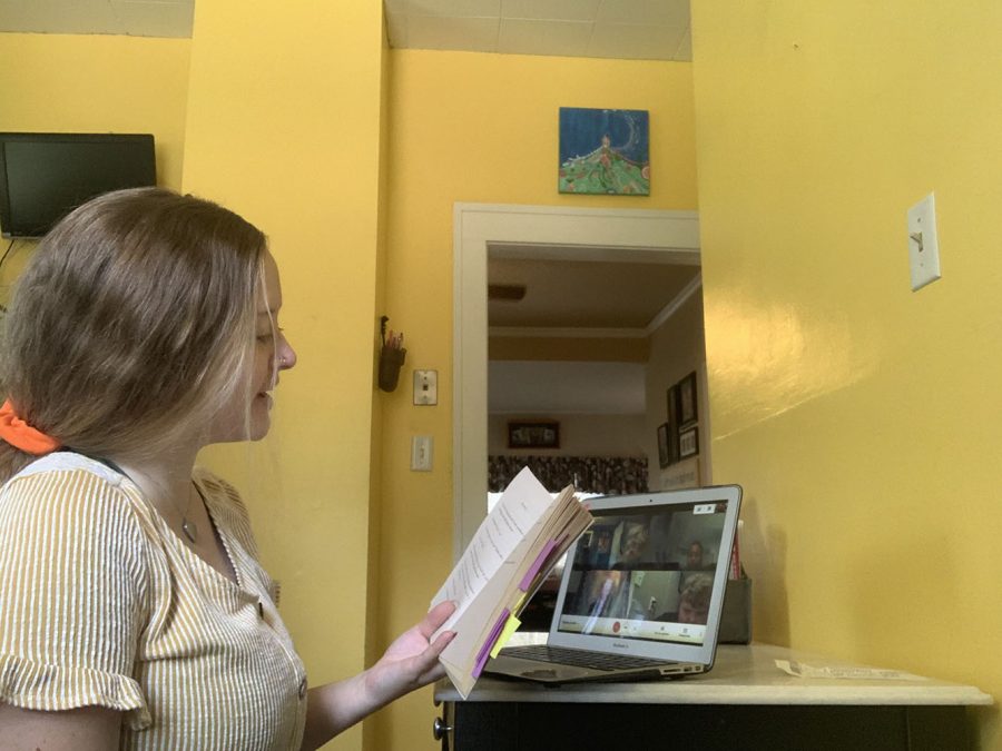 University of Iowa student teacher, Emma Lindskog, reads aloud a book to her fourth grade class on Sept. 17.