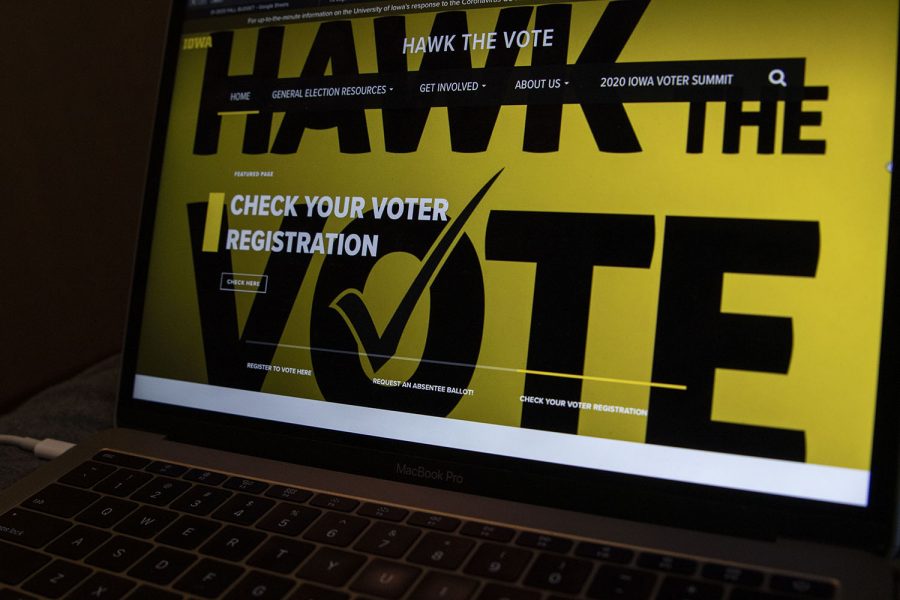 The+Hawk+the+Vote+website+is+seen+on+Monday%2C+Sept.+14%2C+2020.