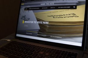 The Hawk the Vote website is seen on Monday, Sept. 14, 2020.