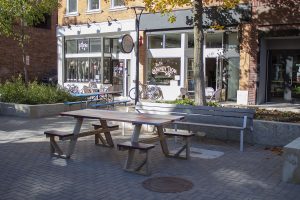 The outdoor seating near The Dandy Lion is pictured on Oct. 7, 2020. Downtown restaurants have been utilizing outdoor seating frequently during the summer months, but due to fall temperatures arriving, outdoor seating use is slowly decreasing.