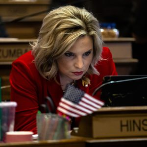 Rep. Ashley Hinson looks at her computer at the Iowa State Capitol on Monday, January 13, 2020. The House convened and leaders in the Iowa House of Representatives gave opening remarks to preview their priorities for the 2020 session.