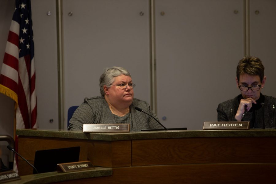 Johnson County Supervisor Janelle Rettig  listens to a presentation during a meeting on Thursday, Feb. 12, 2020. 