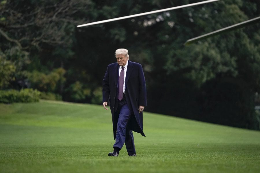 President Donald exits Marine One on the South Lawn of the White House in Washington, D.C., on October 1, 2020.