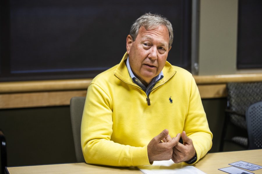 UI President Bruce Harreld answers questions during an interview with The Daily Iowan in the Adler Journalism Building on Monday, December 9, 2019.