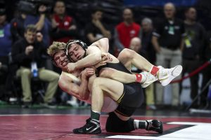 Iowas 125-pound Spencer Lee grapples with Purdues  Devin Schroder during the final session of the Big Ten Wrestling Tournament in Piscataway, NJ, on Sunday, March 8, 2020. Lee won by major decision 16-2, securing the 125-pound championship, and Iowa won the team title with 157.5 points..