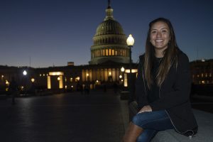 Alexia Sanchez poses for a portrait at the Capitol in Washington DC on Monday, Nov. 2, 2020.