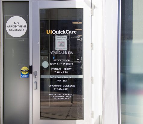 UI Quick Care, University Capitol Center, 201 S Clinton St. Testing entrance as seen on Monday Nov. 30, 2020.