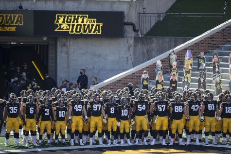 During the Iowa v Northwestern football game at Kinnick Stadium on Saturday, Oct. 31, 2020.  The Wildcats defeated the Hawkeyes 21-20.