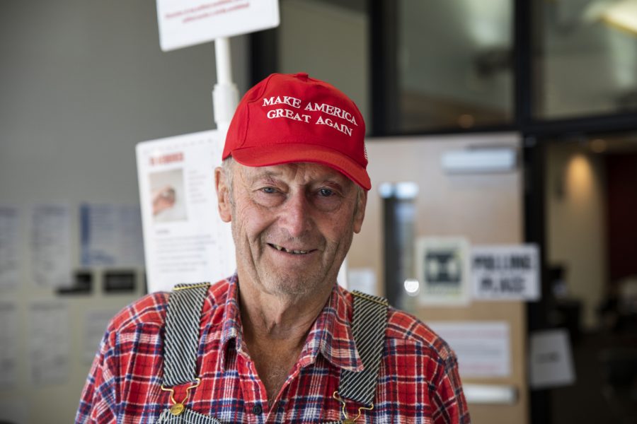 Ray R. Arp sporting his MAGA hat. As seen on Nov.3,2020.  Arp stops for a picture after voting at the Wilton Community Center 1215 Cypress St. Arp who is 80, and lives at 2761 130th St. Wilton. says he voted for Trump. “ He’s done what he said and he will do what he says.”
