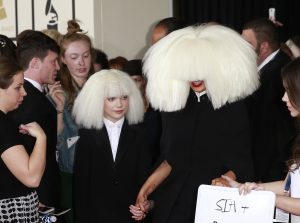 Sia and Maddie arrive at the 57th Annual Grammy Awards at Staples Center in Los Angeles on Sunday, Feb. 8, 2015. 
