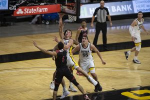 Iowa guard Joe Wieskamp goes for a layup during a basketball game against Northern Illinois on Sunday, Dec. 13, 2020 at Carver Hawkeye Arena. The Hawkeyes defeated the Huskies, 106-53. 