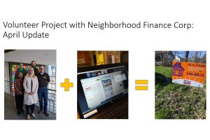 Photo of the slide presentation for the volunteer project with NFC. 