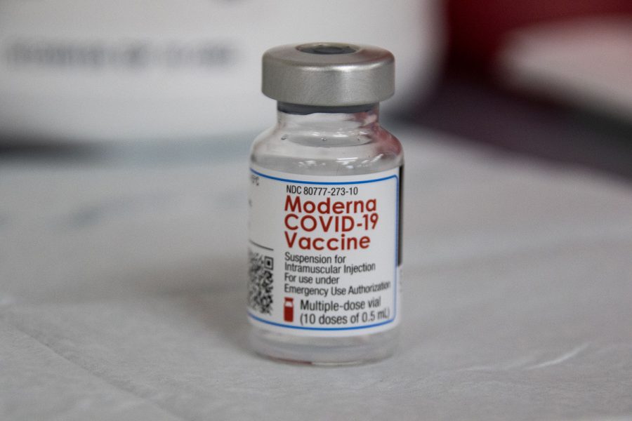 The Moderna Covid-19 vaccine vial is seen on Tuesday, Dec.22, 2020 at the Iowa City VA Health Care Systems hospital. 