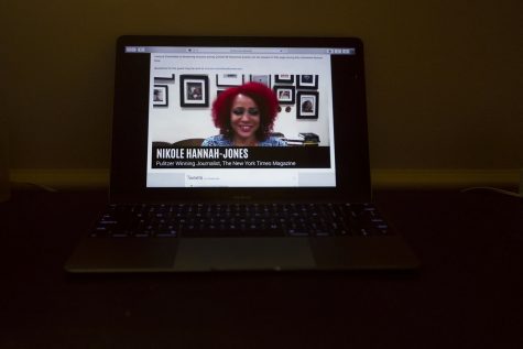 Nikole Hannah-Jones speaking with the university lecture committee in a virtual setting on Tuesday, Sept 22, 2020. Nikole spoke on her 1619 project about the continuing history of American slavery. 