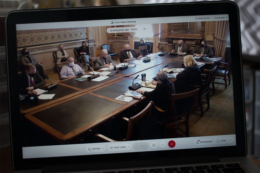 The Appropriations Subcommittee Meeting is seen taking place on Wednesday, Feb. 10, 2021. The meeting was held over webex due to the ongoing COVID-19 pandemic.