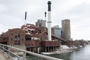 The Iowa City Power Plant is seen on Wednesday, Feb. 24, 2021. Because the University of Iowa does not rely on one resource for energy, it uses the power plant as a supplementary energy source to help prevent large energy and electric outages. 