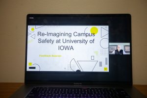 University of Iowa Faculty Senate President, Joseph Yockey, speaks during the University of Iowa Faculty Senate meeting over Zoom on Tuesday, March 23. 