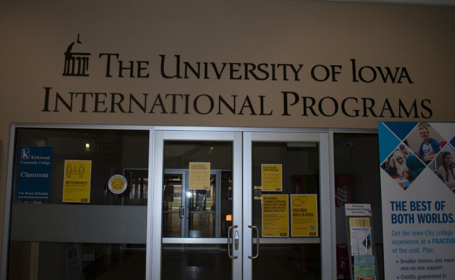 The+University+of+Iowa+International+Programs+office+is+seen+on+March+28%2C+2021+in+the+Old+Capitol+Mall.