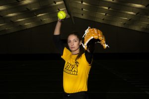 Pitcher Allison Doocy (3) poses for a portrait during Softball Media Day at the Hawkeye Tennis and Recreation Complex on Friday, February 1, 2019. 
