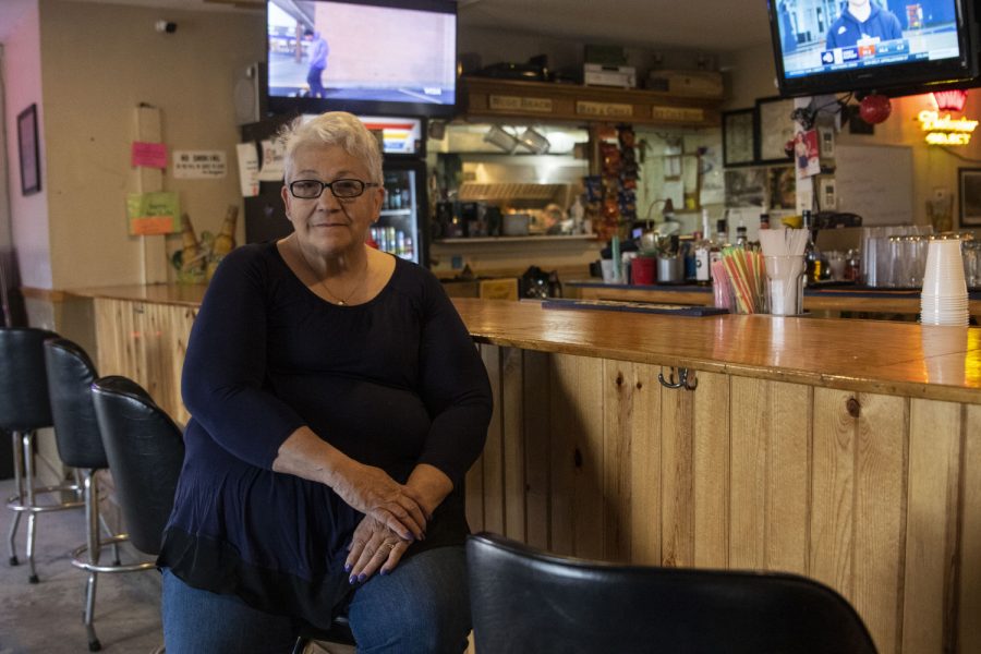 Janelle Lutgen poses for a portrait at Jimi B’s Bar and Grill in Bernard on March 14, 2021. Lutgen’s son Jesse died after financial struggle forced him to ration insulin. Now Lutgen works to provide free insulin to all.