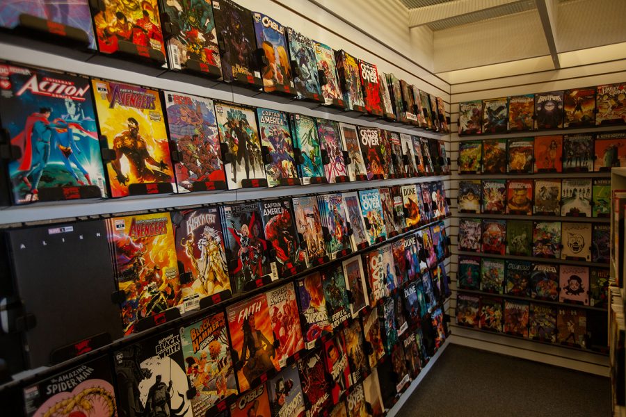 Comic books are seen on display at Daydreams Comics in Iowa City on Thursday, April 1.