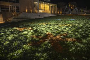 Spray painted stars are seen at the Chauncey Swan Park on Sunday, April 18, 2021. 