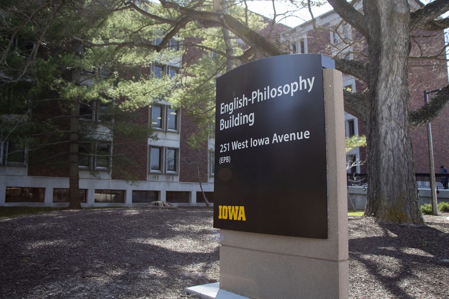 The+English-Philosophy+Building+at+the+University+of+Iowa+is+pictured+on+April+5%2C+2021.