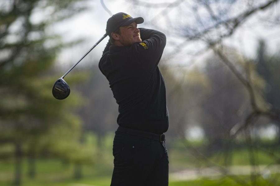 Iowas Alex Schaake drives the ball during the mens golf Hawkeye Invitational on Saturday, April 17, 2021 at Finkbine Golf Course. 