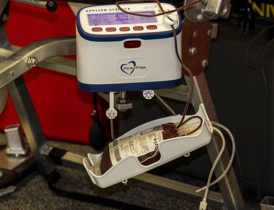 A blood bag fills during a blood drive on Friday, June, 25, 2021. 